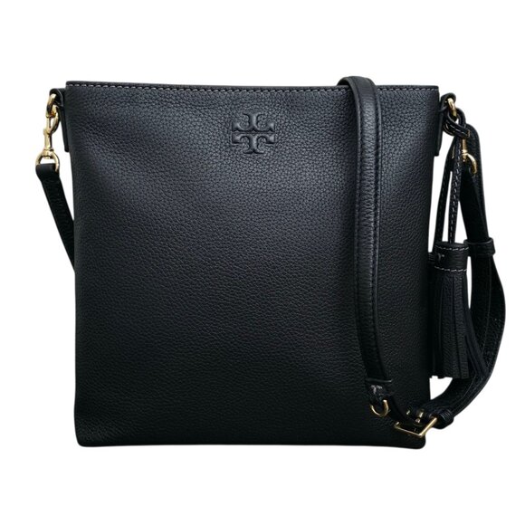 Tory Burch Thea Swingpack Black Pebbled Leather Crossbody Shoulder Bag - Picture 1 of 9